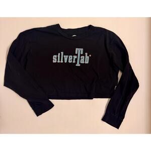 Levi's Silver Tab Long Sleeve Crop Tee Black Size S Women